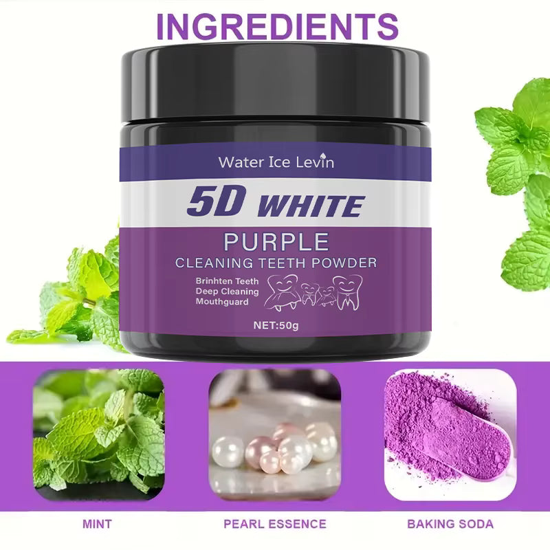 مسحوق تبييض الأسنان البنفسجي 5D White – 50 غرام